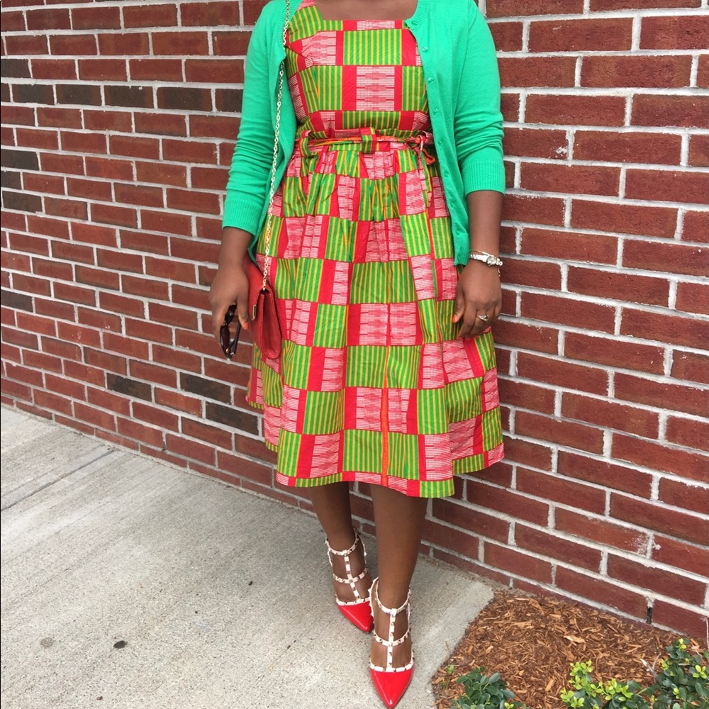 Kente Dress Ankara African Print Midi A-line Dress